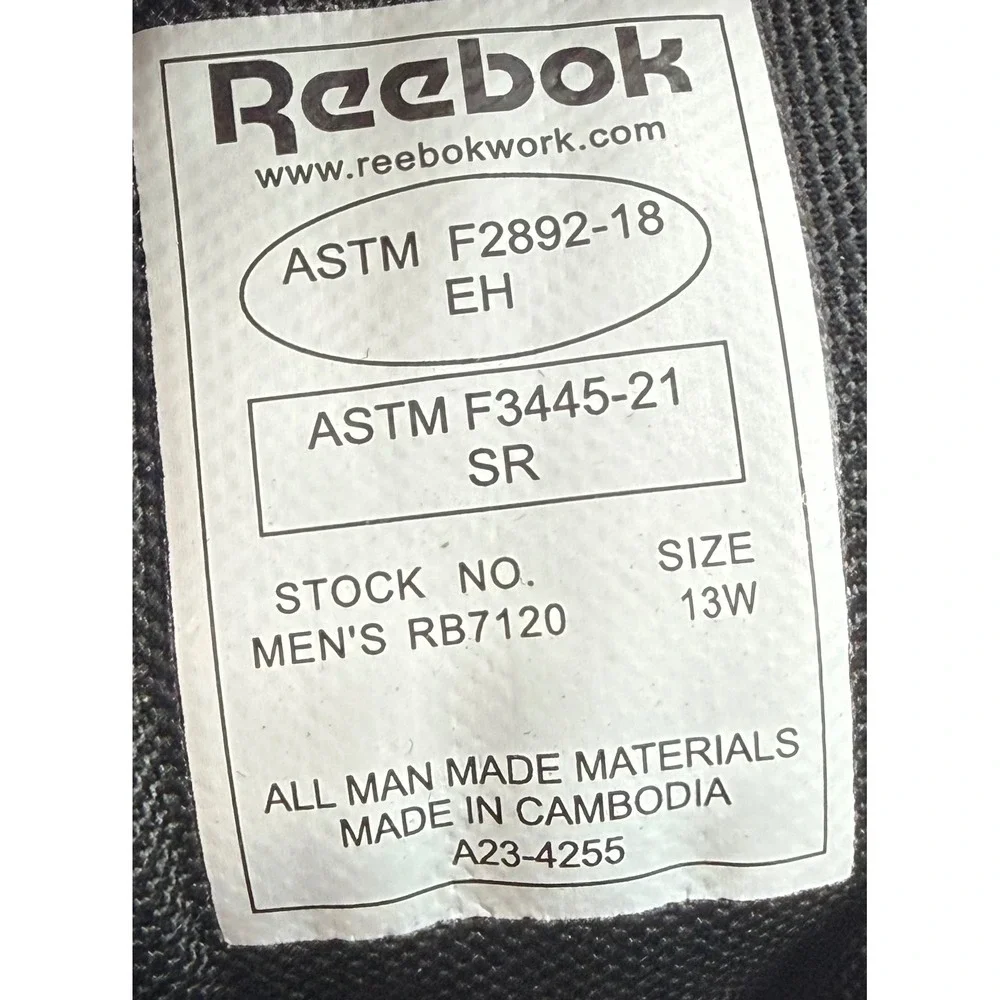 Reebok Work Men RB7120 Sublite Cushion Tactical Boots Black 13W Side Zip EH SR